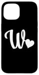 iPhone 15 white letter W monogram initial minimalist heart graphic Case