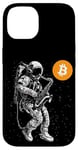 Coque pour iPhone 14 Bitcoin Space Jazz Astronaut crypto sax saxophonist moon