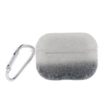 Apple AirPods Pro 2nd Gen (2022) TPU Plastfodral med Karbinhake - Grå / Genomskinlig Glitter