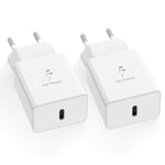 2 Pack Chargeurs USB C pour Samsung, Type-C Chargeur Secteur Rapide, PD Adaptateur Prise USB C Charge pour Samsung Galaxy S23 S22 S21 S20 FE S10e S10 S9 S8,Z Fold 3,Note 9 et Téléphones Série A