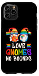 Coque pour iPhone 11 Pro LGBT, couples de nains de jardin, couleurs arc-en-ciel