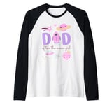 Dad of Two The Moon Girl Cosmos Stars Space 2nd Birthday Raglan Baseball Tee