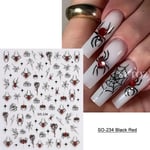 5D Röd Ond Ögonklistermärke Nagelsticker Präglad Halloween Dekoration Blod Spindel Design Centipede Skorpion Manikyr Slider LEB5D-K257 SO-234 Black Red