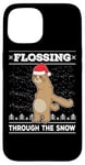 iPhone 15 Flossing Through The Snow Sloth Ugly Christmas Sweater Floss Case