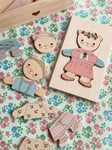 Konges Sløjd wooden teddy dress up puzzle fsc - dusty pink