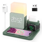 COLSUR Wireless Charging Station, 3 in 1 Charging Station, Alarm Clock with Wireless Charger, iPhone 12/13/14/15 Pro/13 Mini/13 Pro Max/12 pro, Samsung, AirPods(QC3.0 Adapter Included) (Green)