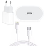 Chargeur USB-C 18W + Cable de charge Type C vers Lightning 1 Mètre compatible pour iPhone XS Max Couleur Blanc - Yuan Yuan