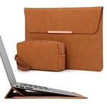 HYZUO 15-16 Inch Laptop Sleeve Case with Stand Feature Compatible with MacBook Pro 16 M1 Pro/Max A2485 A2141 2019-2022, MacBook Pro 15 2012-2019, Surface Laptop 15, with Accessory Bag, Brown