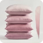 Topfinel Housse de Coussin 40 x 40 Rose Lot de 4 Decorative Chambre Enfant Fille Bebe Velours Doux Housses Coussins pour Canape Salon Déco Scandinave Aesthetic Double Face à Motif Uni Zip Invisible