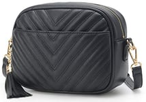 lola mae Femme V 706 Sac à bandoulière matelassé, Noir Lm706v, Medium