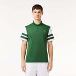 Lacoste Mens Ultra-Dry Colourblock Tennis Polo Shirt in Green White - Size Small