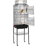 Yaheetech Cage Oiseau sur Pied Voliere Oiseaux Interieur Decorative 46 x 35 x 162,5 cm Toit Ouvert pour Perruche Calopsitte Canari avec Support Détachable