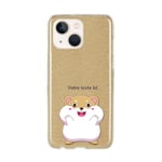 Coque pour Iphone 13 paillettes dore hamster kawaii