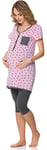 Bellivalini Pyjama Grossesse Ensemble Haut et Leggings Allaitement Maternité Femme BLV50-126 (Rose Pointillé/Graphite, M)