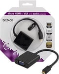 DELTACO micro HDMI till VGA-adapter 1080p, 0,2m, svart, Ljud usb