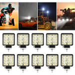 10x 48W Phare de Travail Carre a Leds Angle 60 dc 12V-24V Quad Camion Bateau Tracteur Offroad Impermeable - Einfeben