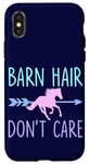 Coque pour iPhone X/XS Équitation Barn Hair Don't Care Funny Equestrian Rider