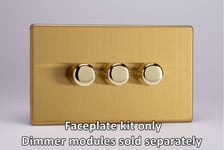 Varilight WDBD3S Matrix Faceplate Kit, screwless brushed brass, 3-gang