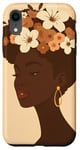 Coque pour iPhone XR Belle femme noire afro-américaine avec des fleurs