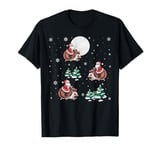 Xmas Tree Santa Riding Hedgehog Funny Christmas T-Shirt