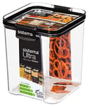 Sistema Ultra Tritan Airtight Pantry Storage Container, 920 ml Square Food Storage Container, Stackable with Locking Clips, BPA-Free, Clear with Black Accents