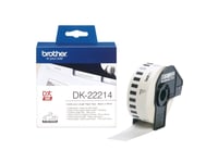 Brother Dk-22214 - Vit - Rulle (1,2 Cm X 30,5 M) Termiskt Papper - För Brother Ql-1050, 1060, 1110, 500, 550, 560, 570, 580, 600, 650, 700, 710, 720, 820