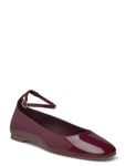 Mango Patent Leather-Effect Ballet Flats Burgundy