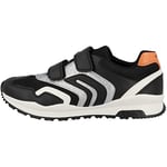 Geox J Pavel Sneaker, Black/Silver, 0.5 UK