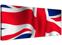 Red Cheap Canvas Print of Union Jack  - 120cm x 50cm - 1008