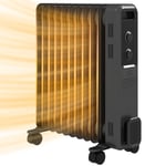 HOMCOM Oil Filled Radiator Portable Space Heater W/ 11 Fin, 3 Heat Settings