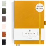 Scribble & Dot® A Daily Planner, Weekly and Monthly Planner | Achieve Your Goals With This Classic Daily Productivity Planner, A5 size, Hardcover Agenda. Start Anytime (Mustard)