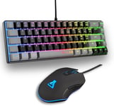 Combo Hydrogen - Pack Clavier Souris Gamer, Clavier Gamer 65% Filaire, Rétroéclairage RGB, azerty, Format Compact + Souris Gaming RGB, 6 Boutons, 6200 DPI - PC/PS4/PS5 - Noir/Gris.[V1598]