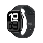 Apple Watch Series 10 GPS + Cellular, Boîtier en Aluminium Noir de Jais de 46 mm, Bracelet Sport Noir - S/M