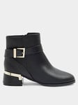 River Island Older Girl Buckle Detail Heeled Boots - Black, Black, Size 11 Younger