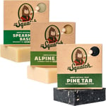 3 x Dr Squatch Soap Pine Tar Alpine Sage Spearmint Basil Cold Process 5oz Bar