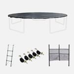 Pack accessoires pour trampoline D. 490cm Jupiter / Jupiter INNER - Échelle. bâche de protection. filet de rangement pour