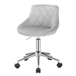 EUGAD 1 X Tabouret de Bureau Tabouret Roulant pivotant et réglable,Chaise de Bureau en Velours à roulettes,Gris Clair 0032BGY