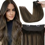 Fshine 12 Pouces 30CM Invisible Fish Line wire hair extensions 70g Couleur 2 Brun Foncé à 6 Brun Châtain Balayage Extension à Double Fil Invisible Cheveux Secret Crown Hair Extensions