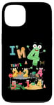 Coque pour iPhone 13 Chiffres de 4 ans pour enfants - Tracteur - Pour 4e anniversaire