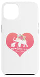 Coque pour iPhone 13 Cœur floral rose foncé Maman éléphant un bébé veaux