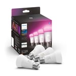 Philips Hue White & Color Ambiance - Pack de 4 ampoules connectées LED E27 60W, 800 lumens, contrôle Bluetooth - Eclairage connecté compatible avec Alexa, Google Assistant et Apple Homekit