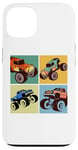 Coque pour iPhone 13 I Love Monster Trucks Four 4 Monster Truck Party Style bande dessinée