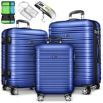 tillvex® Set de Valise de Voyage 3 Tailles avec pèse-Bagages, Sangles de Valise & étiquette de Bagage | Coque Rigide 4 roulettes | Valise à roulettes avec Serrure TSA | Trolley Set de Bagages M L XL