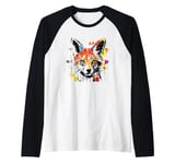 Colorful Fox Head Pop Art Painting Raglan Baseball Tee