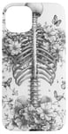 iPhone 15 Plus Skeleton Ribcage Anatomy with Flowers Butterflies Case