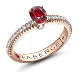 Faberge Colours of Love 18ct Rose Gold Ruby Diamond Fluted Ring - 58