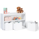 Meuble de rangement enfant MANA en bois blanc 3 tiroirs cubes sur roulettes