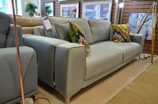 Silver Velvet Sofa Large 3 Seater Couch Fold Down Back Daybed Ex Display Sale