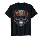 Floral Mexican Skull Day of the Dead Dia De Muertos Women T-Shirt