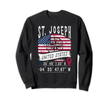 St. Joseph United States Flag GPS Coordinates St. Joseph Sweatshirt